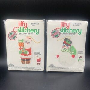 Jiffy Stitchery Holiday Ornament Kit - Red, Green & White Santa and Snowman